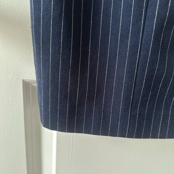Banana Republic Navy Blue Pinstripe Cap Sleeve Sheath Dress Women's Size 8 Work - Picture 7 of 16